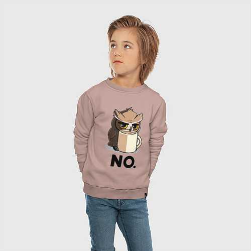 Детский свитшот Сова с кофе / Пыльно-розовый – фото 4