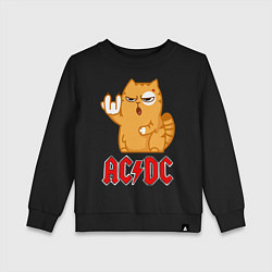 Свитшот хлопковый детский ACDC rock cat, цвет: черный