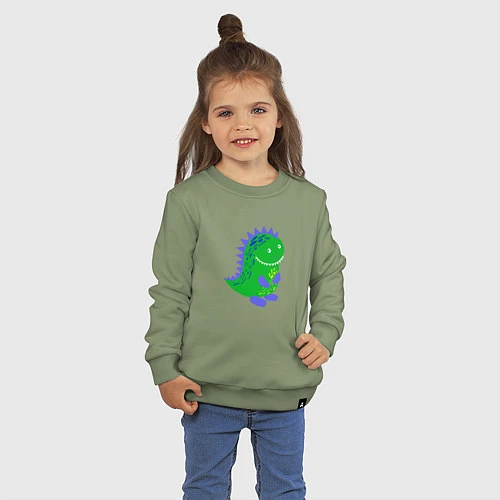 Детский свитшот Зеленый дракончик-динозаврик / Авокадо – фото 3
