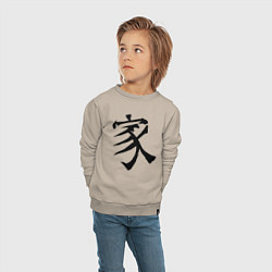 Свитшот хлопковый детский Японский иероглиф Семья, цвет: миндальный — фото 2