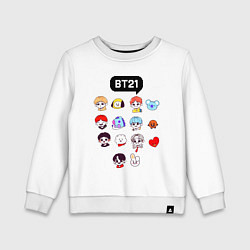 Свитшот хлопковый детский BTS BT21, цвет: белый