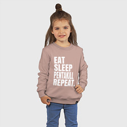 Свитшот хлопковый детский EAT SLEEP PENTAKILL REPEAT, цвет: пыльно-розовый — фото 2