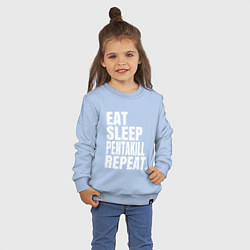 Свитшот хлопковый детский EAT SLEEP PENTAKILL REPEAT, цвет: мягкое небо — фото 2