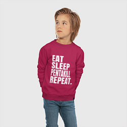 Свитшот хлопковый детский EAT SLEEP PENTAKILL REPEAT, цвет: маджента — фото 2