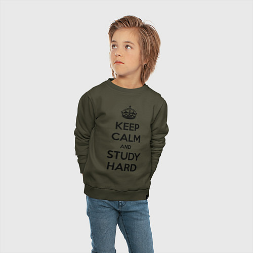 Детский свитшот Keep Calm & Study Hard / Хаки – фото 4