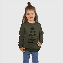 Свитшот хлопковый детский Keep Calm & Study Hard, цвет: хаки — фото 2