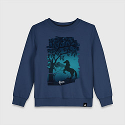 Свитшот хлопковый детский Конь, цвет: тёмно-синий