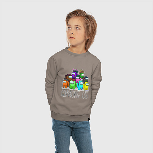 Детский свитшот AMONG US - большая компания! / Утренний латте – фото 4