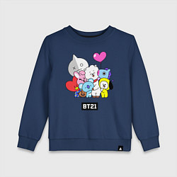 Свитшот хлопковый детский BT21, цвет: тёмно-синий