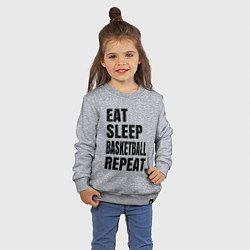 Свитшот хлопковый детский EAT SLEEP BASKETBALL REPEAT, цвет: меланж — фото 2