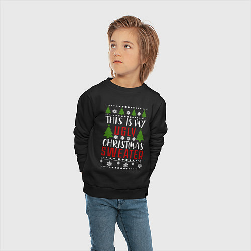 Детский свитшот My ugly christmas sweater / Черный – фото 4