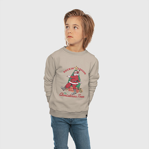 Детский свитшот Rockin Santa / Миндальный – фото 4