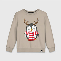 Свитшот хлопковый детский Пингвин в шарфике, цвет: миндальный