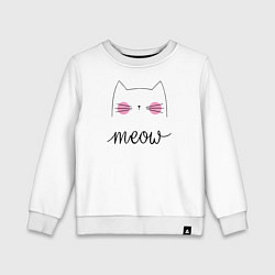 Свитшот хлопковый детский Meow, цвет: белый