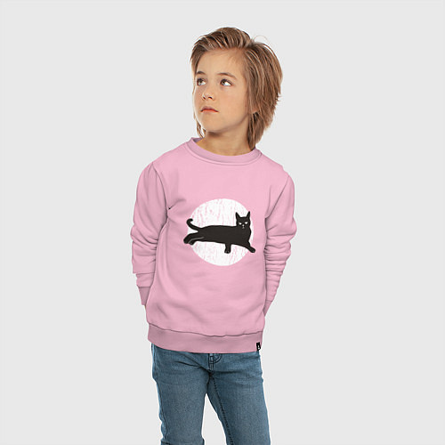 Детский свитшот Черный кот / Светло-розовый – фото 4