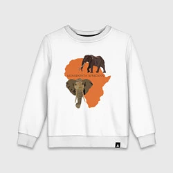 Свитшот хлопковый детский Африканский слон, цвет: белый