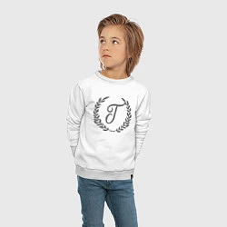 Свитшот хлопковый детский Монограмма с буквой Г, цвет: белый — фото 2
