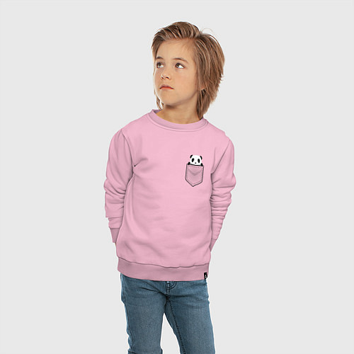 Детский свитшот Панда В Кармане / Светло-розовый – фото 4