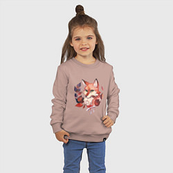 Свитшот хлопковый детский Акварельный лис, цвет: пыльно-розовый — фото 2