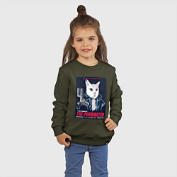 Свитшот хлопковый детский Кот Терминатор пародия, цвет: хаки — фото 2