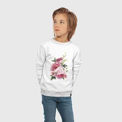 Свитшот хлопковый детский Акварельные розы, цвет: белый — фото 2