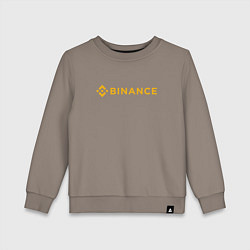 Свитшот хлопковый детский BINANCE БИНАНС БИРЖА СПИНА, цвет: утренний латте