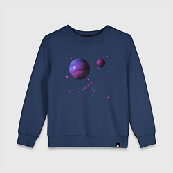 Свитшот хлопковый детский Космос Планеты, цвет: тёмно-синий