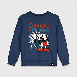 Свитшот хлопковый детский Cuphead & Mugman, цвет: тёмно-синий