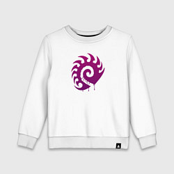 Свитшот хлопковый детский Zerg logo Purple, цвет: белый