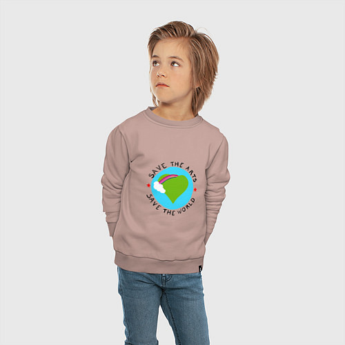 Детский свитшот Планета Земля / Пыльно-розовый – фото 4