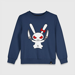 Свитшот хлопковый детский Зайка с ножами, цвет: тёмно-синий