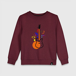 Свитшот хлопковый детский Цветная гитара, цвет: меланж-бордовый
