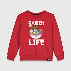 Свитшот хлопковый детский Ramen life, цвет: красный