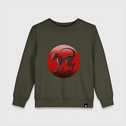 Свитшот хлопковый детский Собака из лент, цвет: хаки