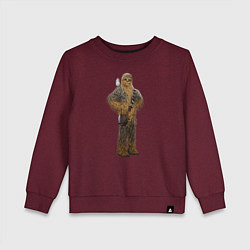 Свитшот хлопковый детский Chewbacca and Porg, цвет: меланж-бордовый