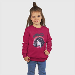 Свитшот хлопковый детский Девушка - пантера StayWild, цвет: маджента — фото 2