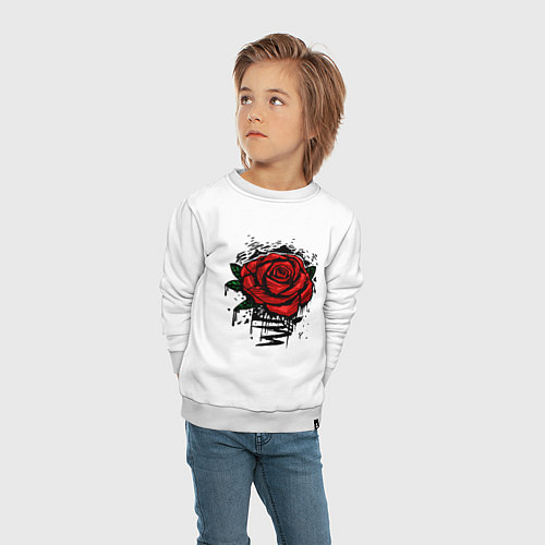 Детский свитшот Красная Роза Red Rose / Белый – фото 4