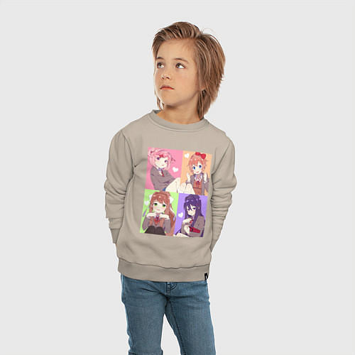 Детский свитшот Girls Doki Doki коллаж / Миндальный – фото 4