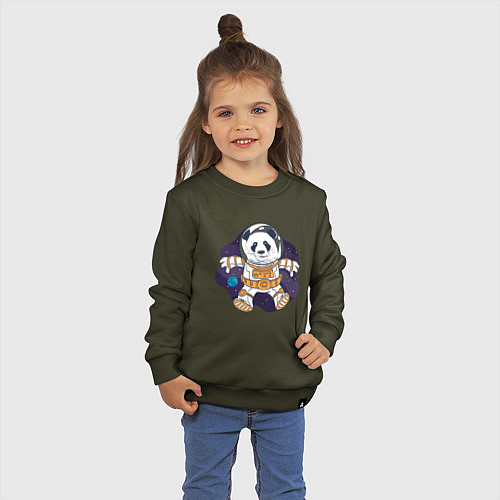 Детский свитшот Милая Космическая Панда / Хаки – фото 3