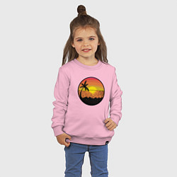 Свитшот хлопковый детский Закат солнце на пляже, цвет: светло-розовый — фото 2