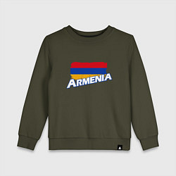 Свитшот хлопковый детский Armenia Flag, цвет: хаки