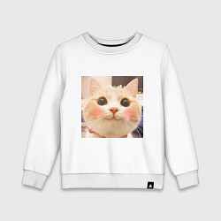 Свитшот хлопковый детский Мем про котов, цвет: белый