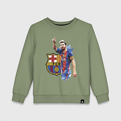 Свитшот хлопковый детский Lionel Messi Barcelona Argentina!, цвет: авокадо