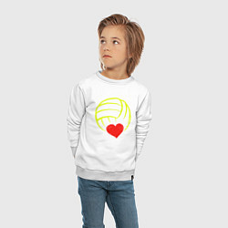 Свитшот хлопковый детский Volleyball Heart, цвет: белый — фото 2
