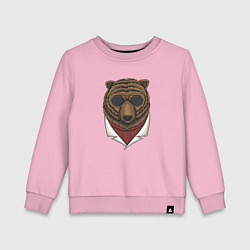 Свитшот хлопковый детский Крутой Медведь в очках, цвет: светло-розовый