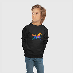 Свитшот хлопковый детский Конь цветной, цвет: черный — фото 2