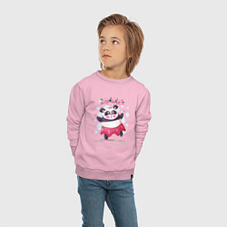 Свитшот хлопковый детский Панда танец, цвет: светло-розовый — фото 2