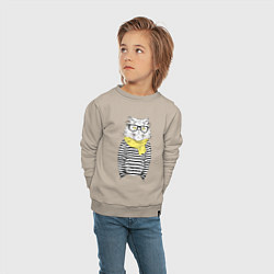 Свитшот хлопковый детский Hipster Cat, цвет: миндальный — фото 2