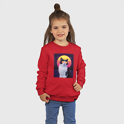 Свитшот хлопковый детский Synthwave cat, цвет: красный — фото 2