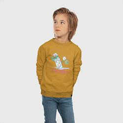 Свитшот хлопковый детский Stop Covid, цвет: горчичный — фото 2